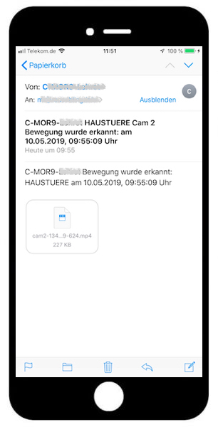 C-MOR Smartphone E-Mail Alarm Bewegung