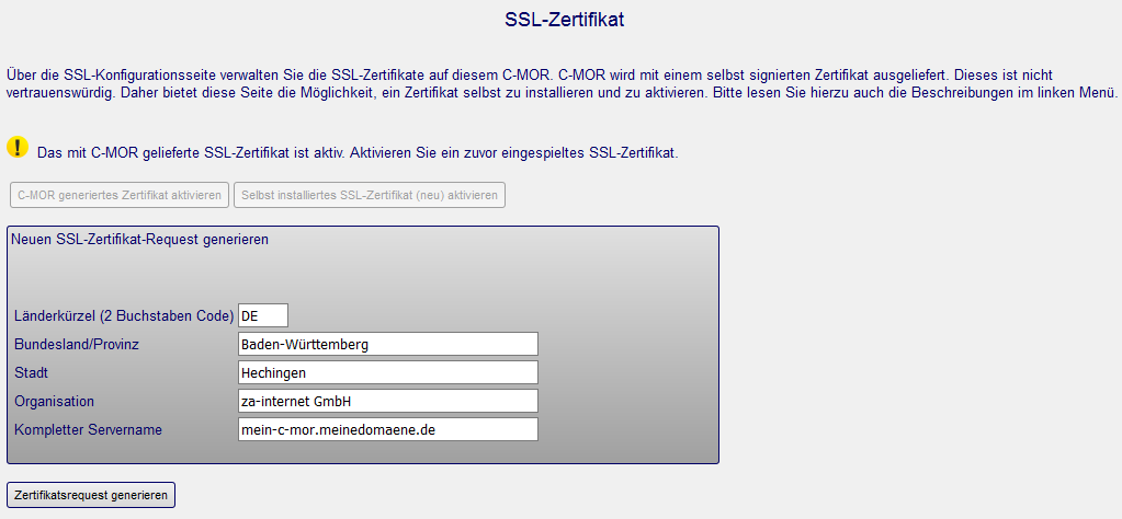 CSR für SSL-Zertifikat selbst ausstellen.