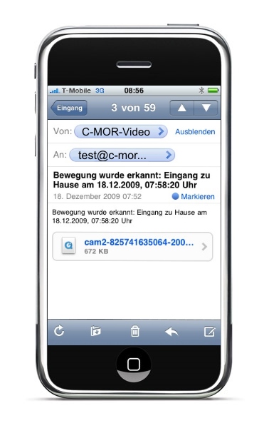 Videoalarm Wohnhaus-Videoüberwachung per Email mit dem iPhone.