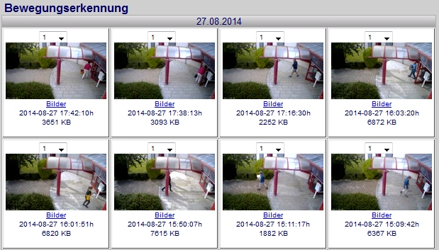 Videoüberwachung Motion Snapshot Übersicht