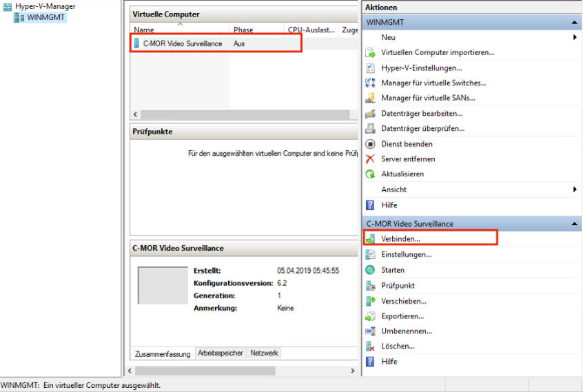 Hyper-V Videoueberwachung verbinden
