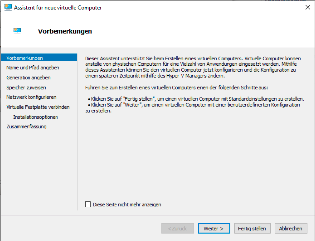 Hyper-V Vorbemerkungen