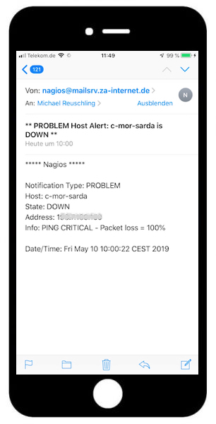 c mor smartphone ausfall alarm email