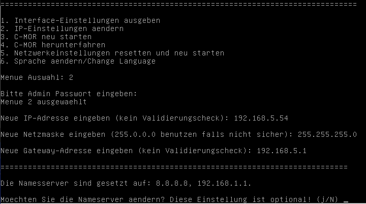 Videoüberwachung C-MOR IP-Adresse ändern .