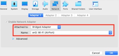 virtualbox network adapter bridged